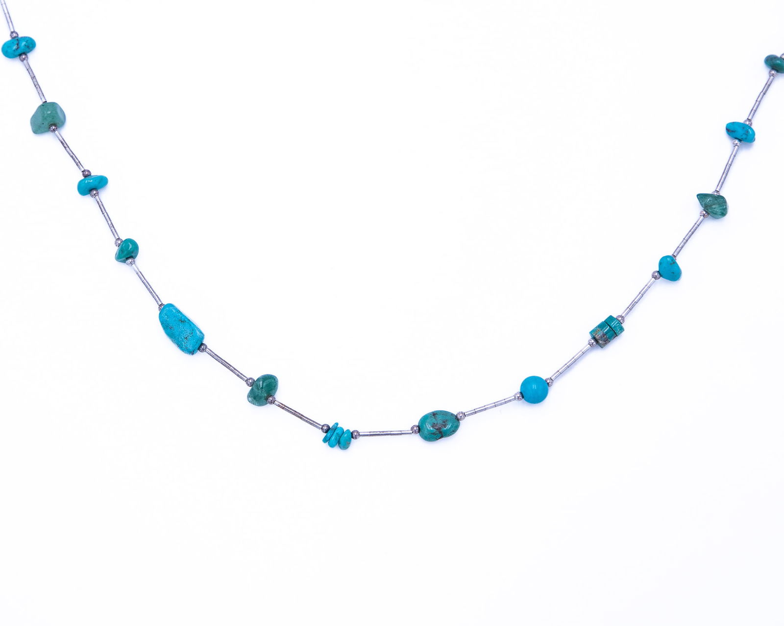Shubes Manufacturing Inc. Turquoise Chunk Liquid Sterling Silver Necklace (1 of 6)