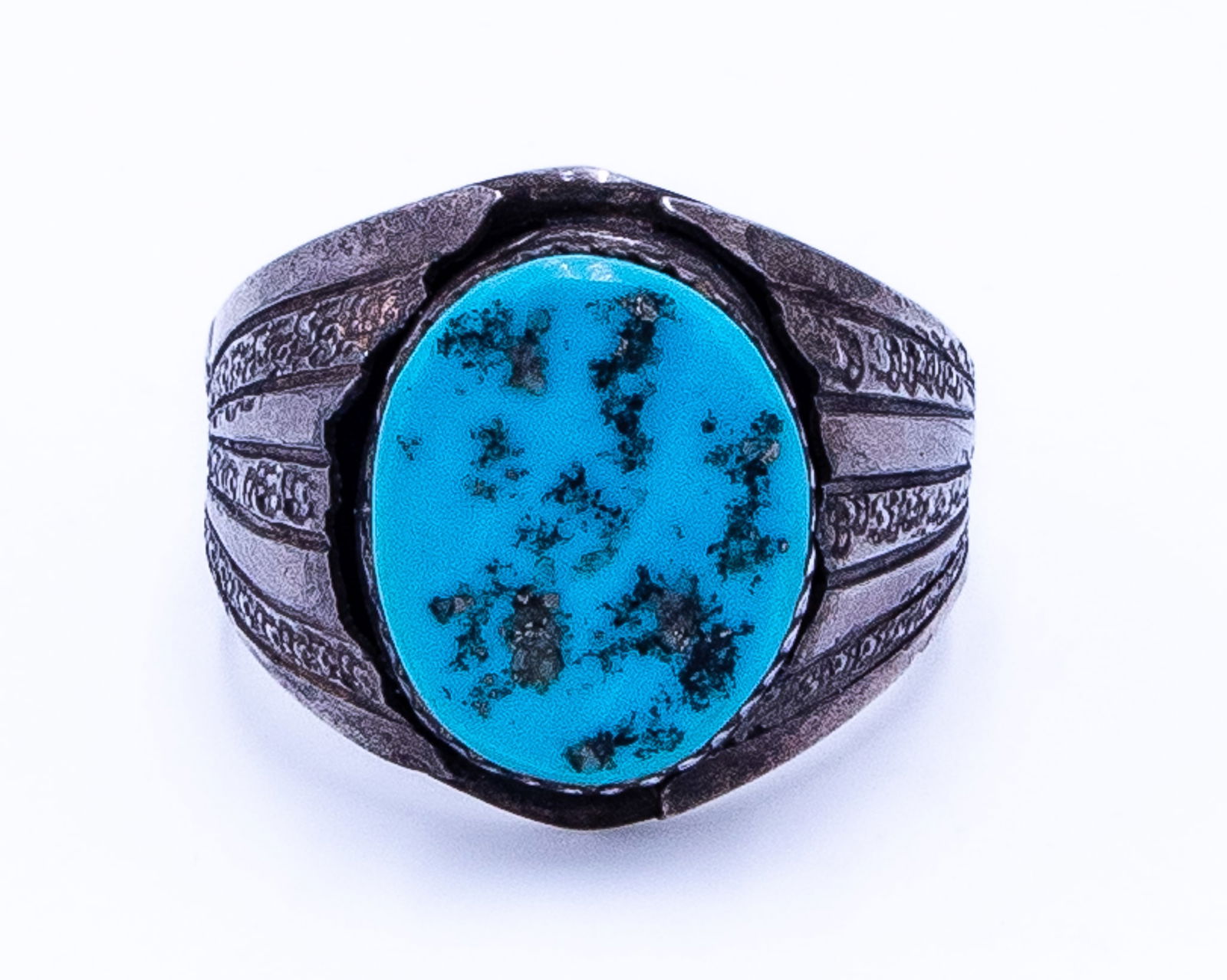 Silver Ray Navajo Turquoise Sterling Mens Ring Sz 10.75 (1 of 6)