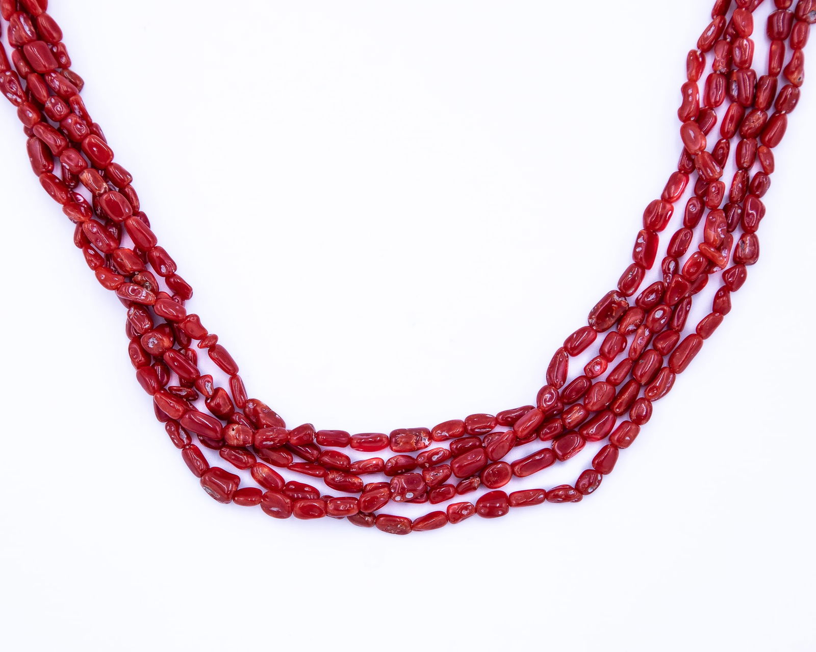 Vintage Navajo Coral Sterling Multi Strand Necklace (1 of 5)