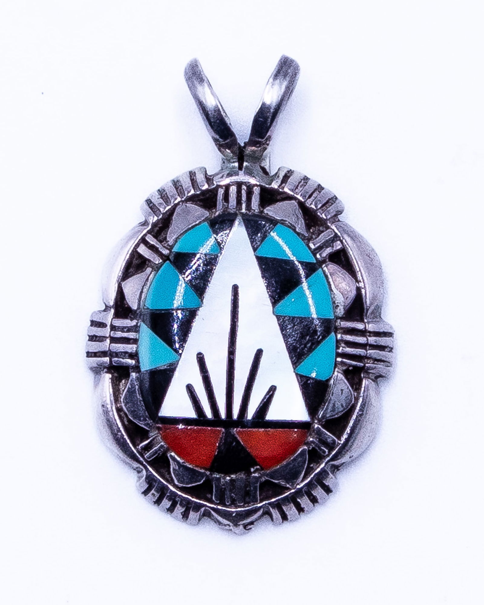 Zuni Multi Stone Sterling Inlay Pendant (1 of 3)