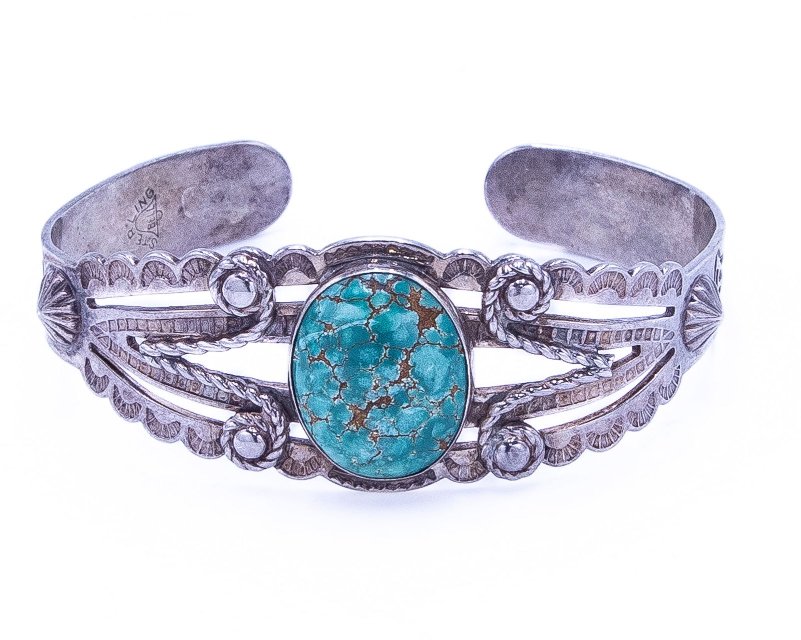Bell Trading Post Turquoise Sterling Cuff Bracelet (1 of 7)
