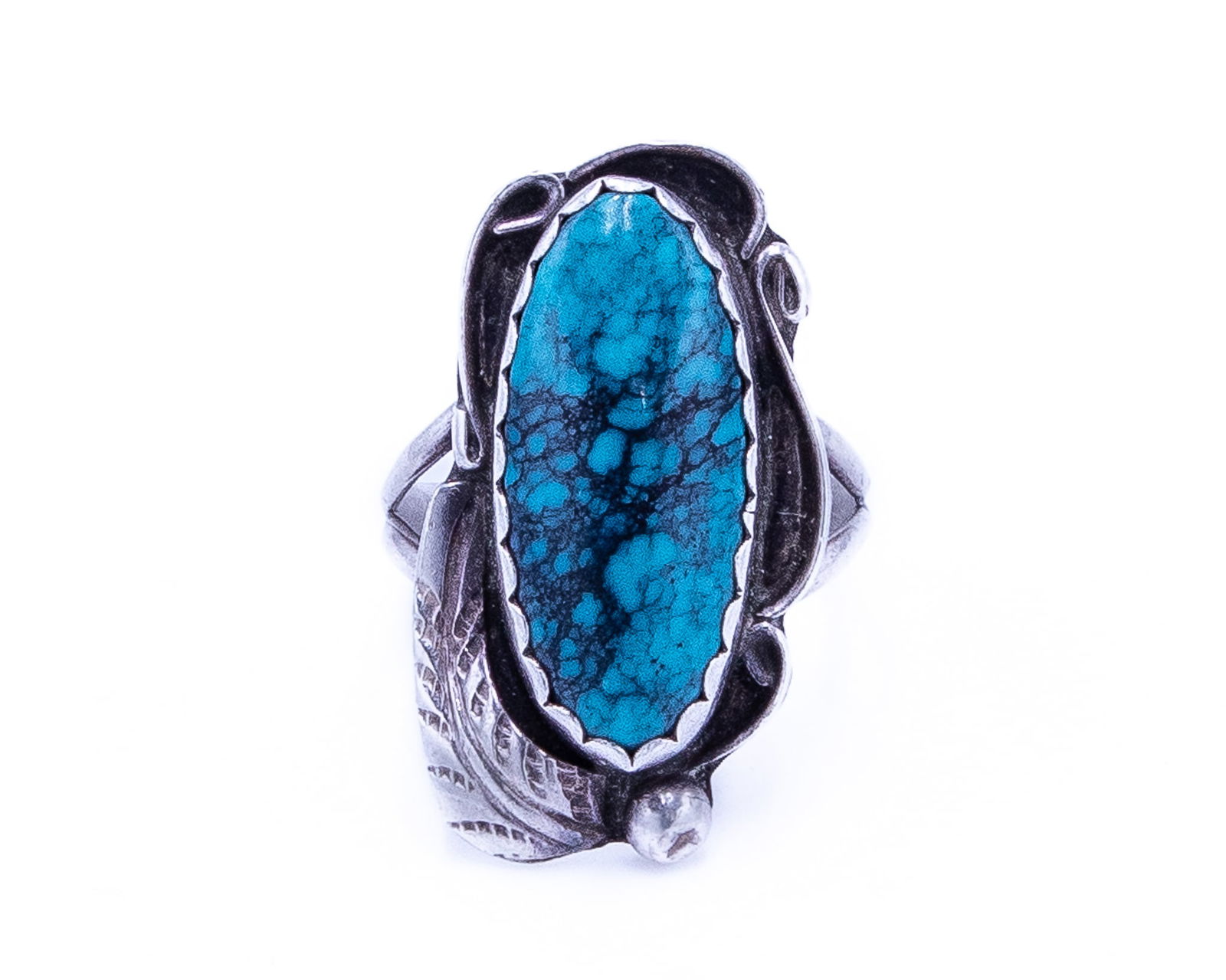 Tom Taylor Navajo Stormy Mountain Turquoise Sterling Ring Sz 7.75 (1 of 6)