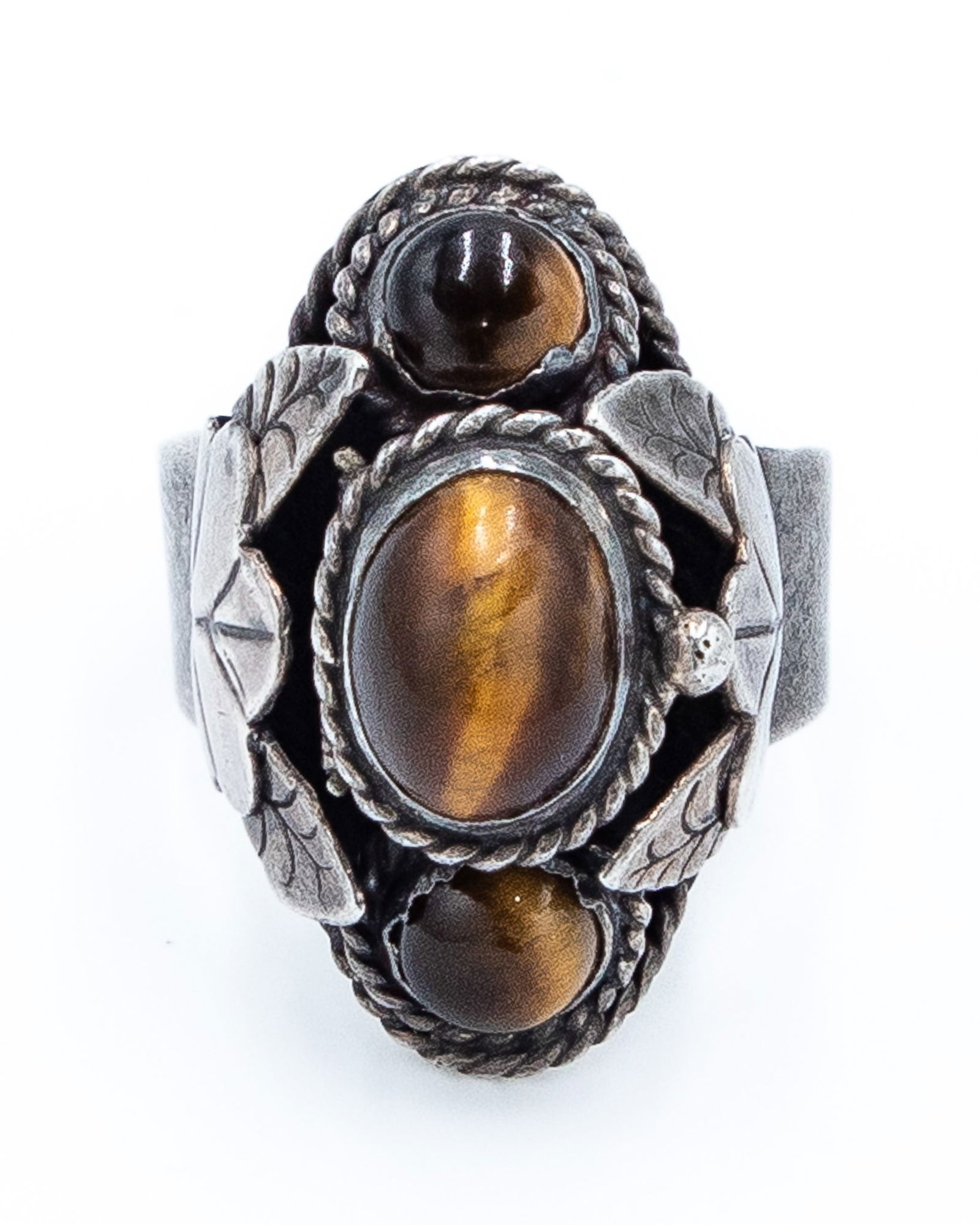 Signed CBS Eagle 2 Taxco Tigers Eye Sterling Ring (1 of 6)