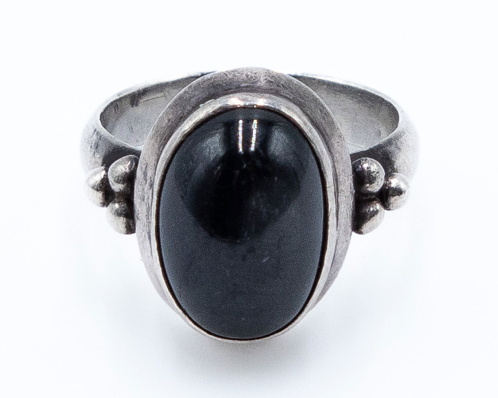 Vintage Mexico Cat Eye Onyx Sterling Ring Sz 6.75 (1 of 6)