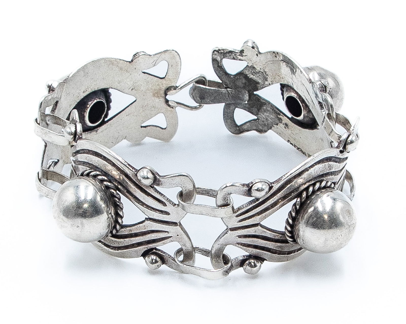 After Spratling Mexico Silver Dome Panel Bracelet (1 of 6)