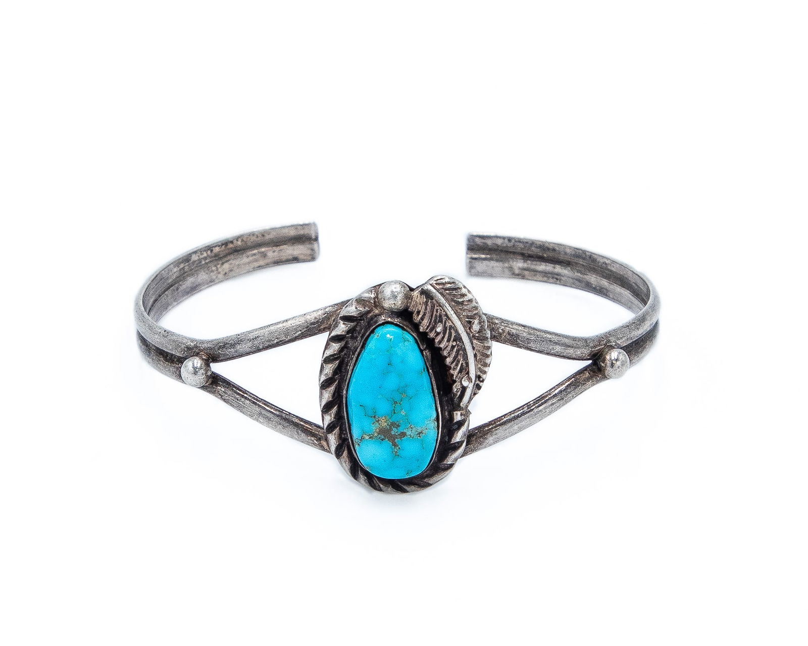 Signed BT Navajo Turquoise Sterling Cuff Bracelet (1 of 6)