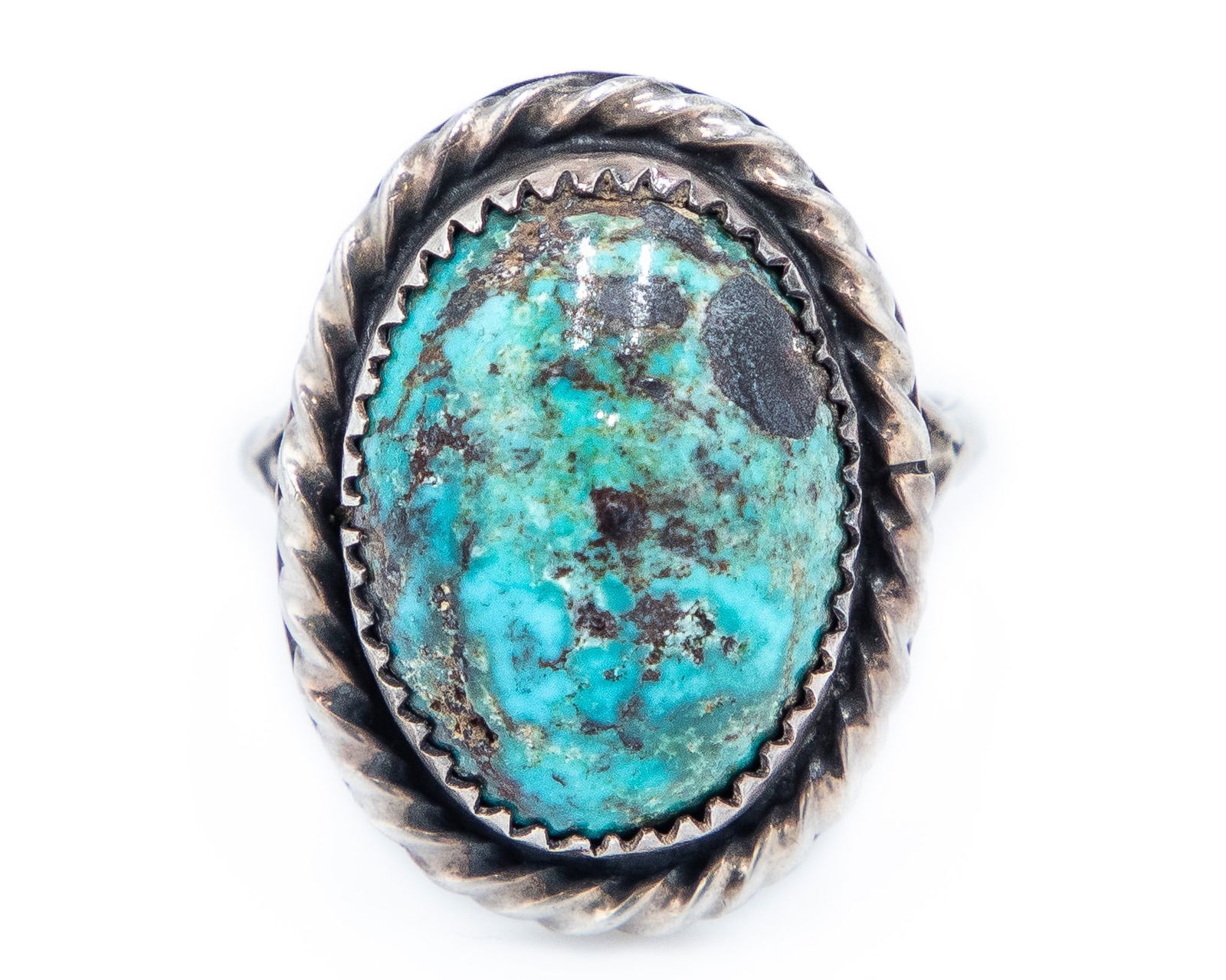 Vintage Navajo Turquoise Sterling Ring Sz 8.75 (1 of 5)