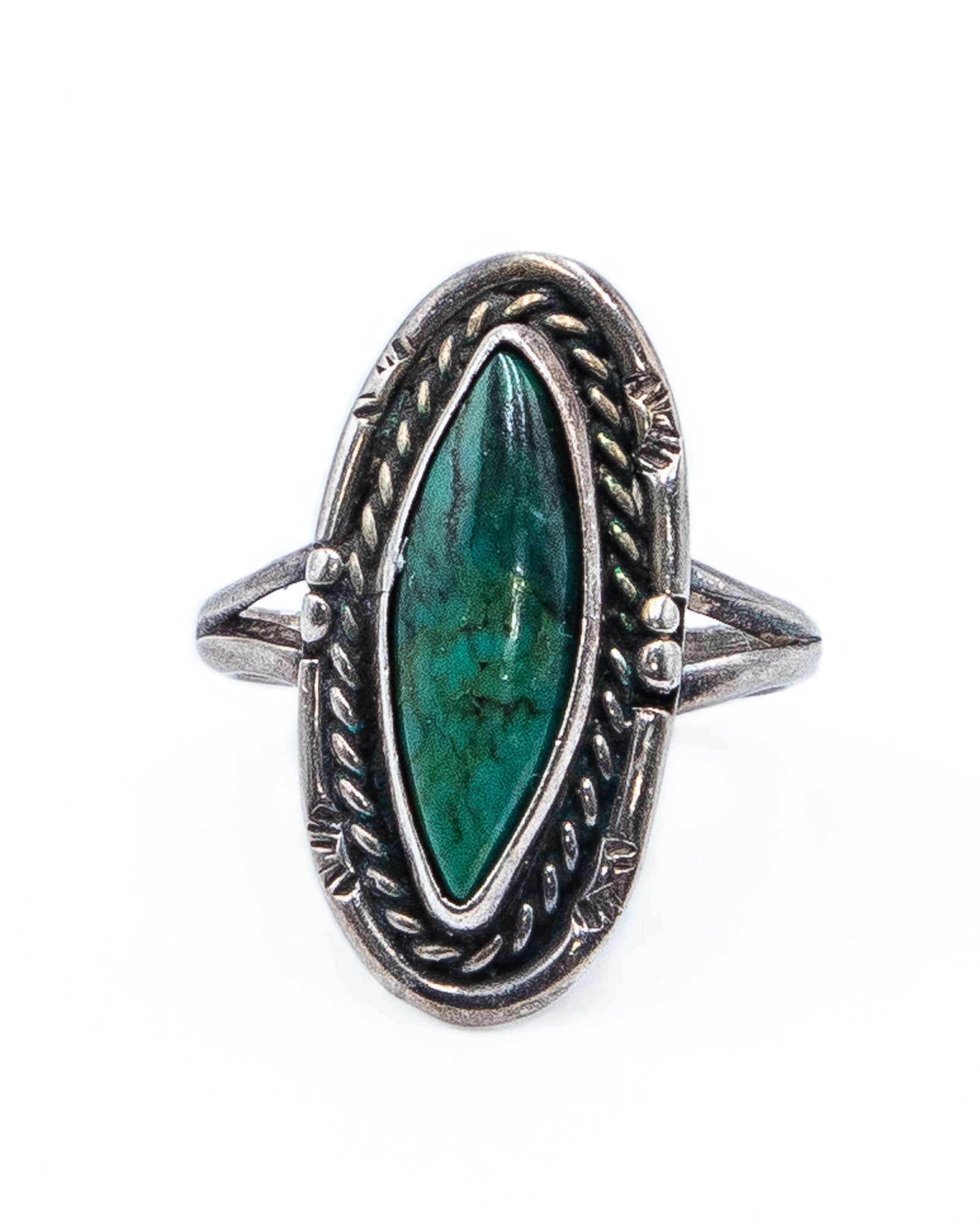 Navajo Green Turquoise Sterling Ring Sz 7.5 (1 of 5)