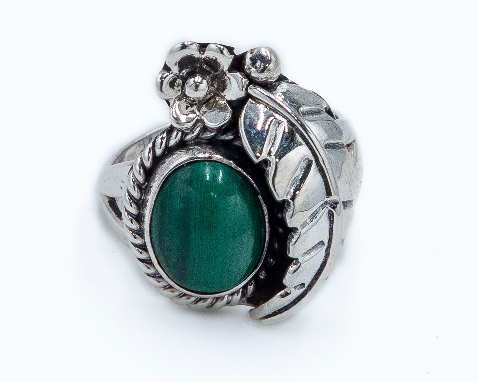 Signed KC Navajo Malachite Sterling Ring (1 of 6)