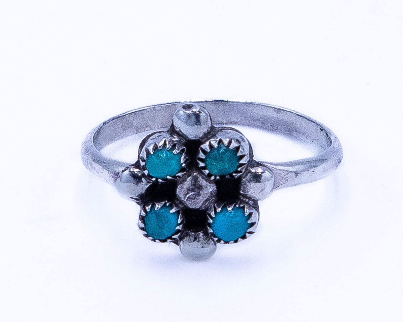 Zuni Snake Eye Turquoise Sterling Ring Sz 7 (1 of 5)