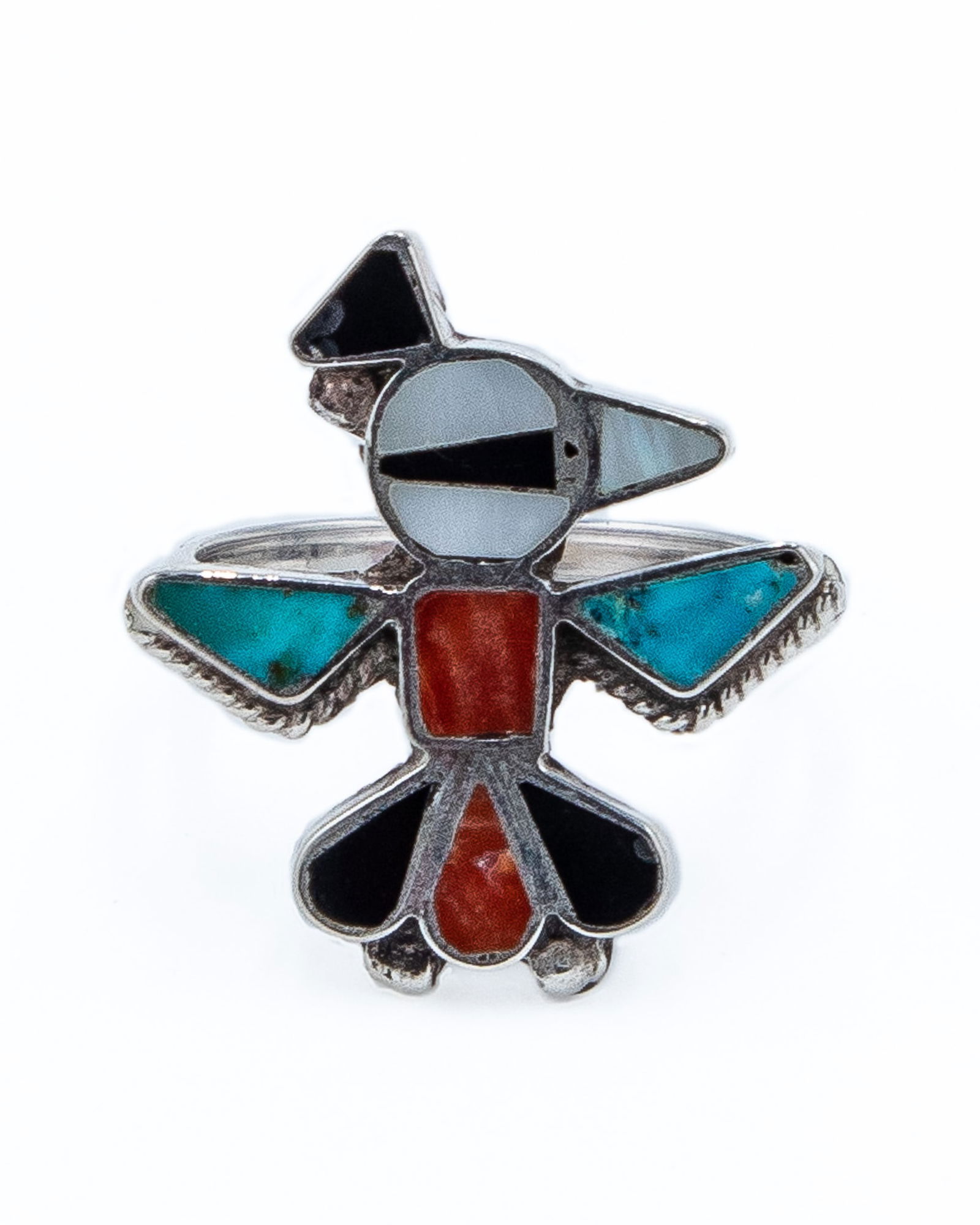 Zuni Multi Stone Sterling Inlay Bird Ring Sz 6 (1 of 5)