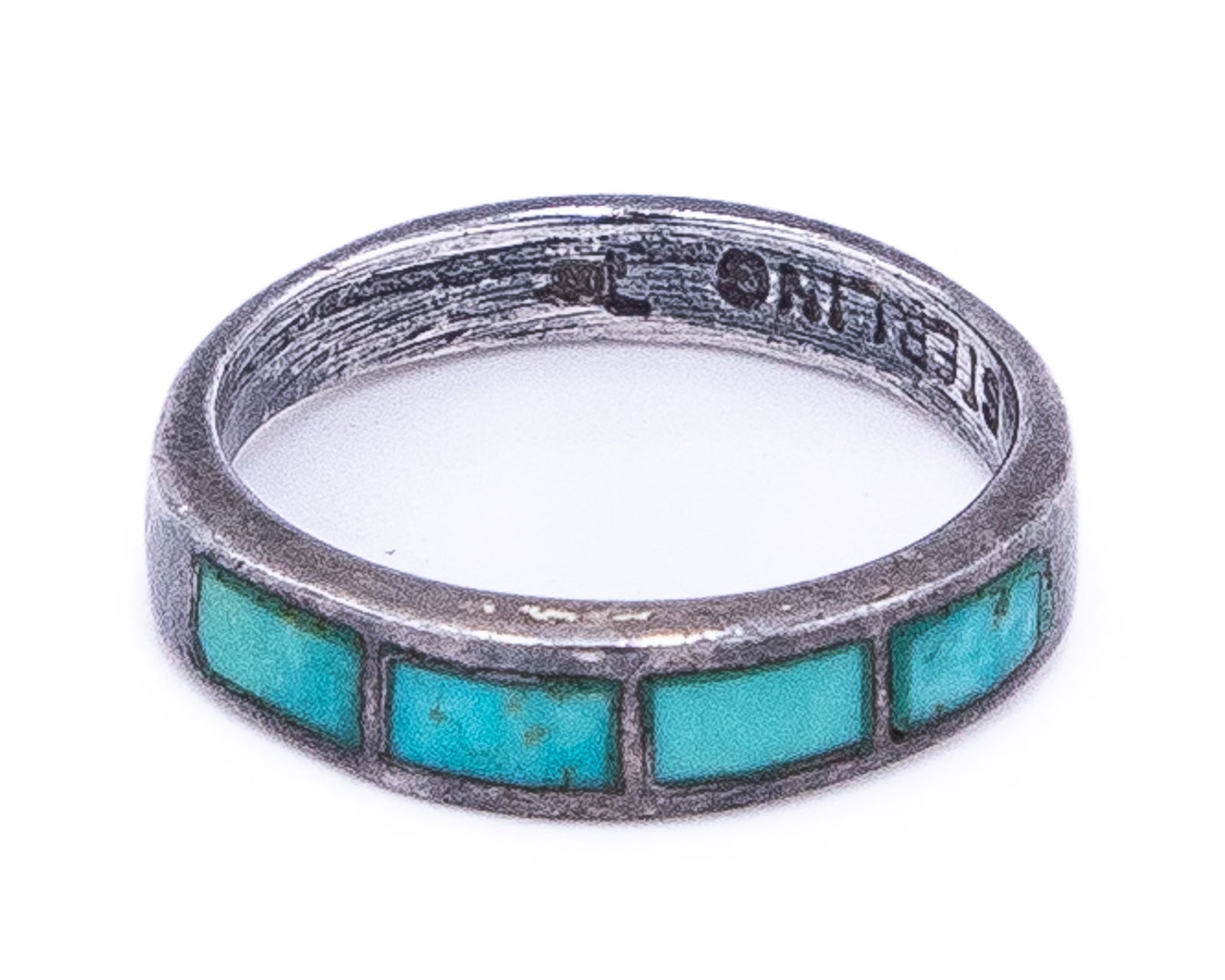 Bell Trading Post Turquoise Sterling Inlay Ring: Bell Trading Post Turquoise Sterling Inlay Ring Sz 6, 3g