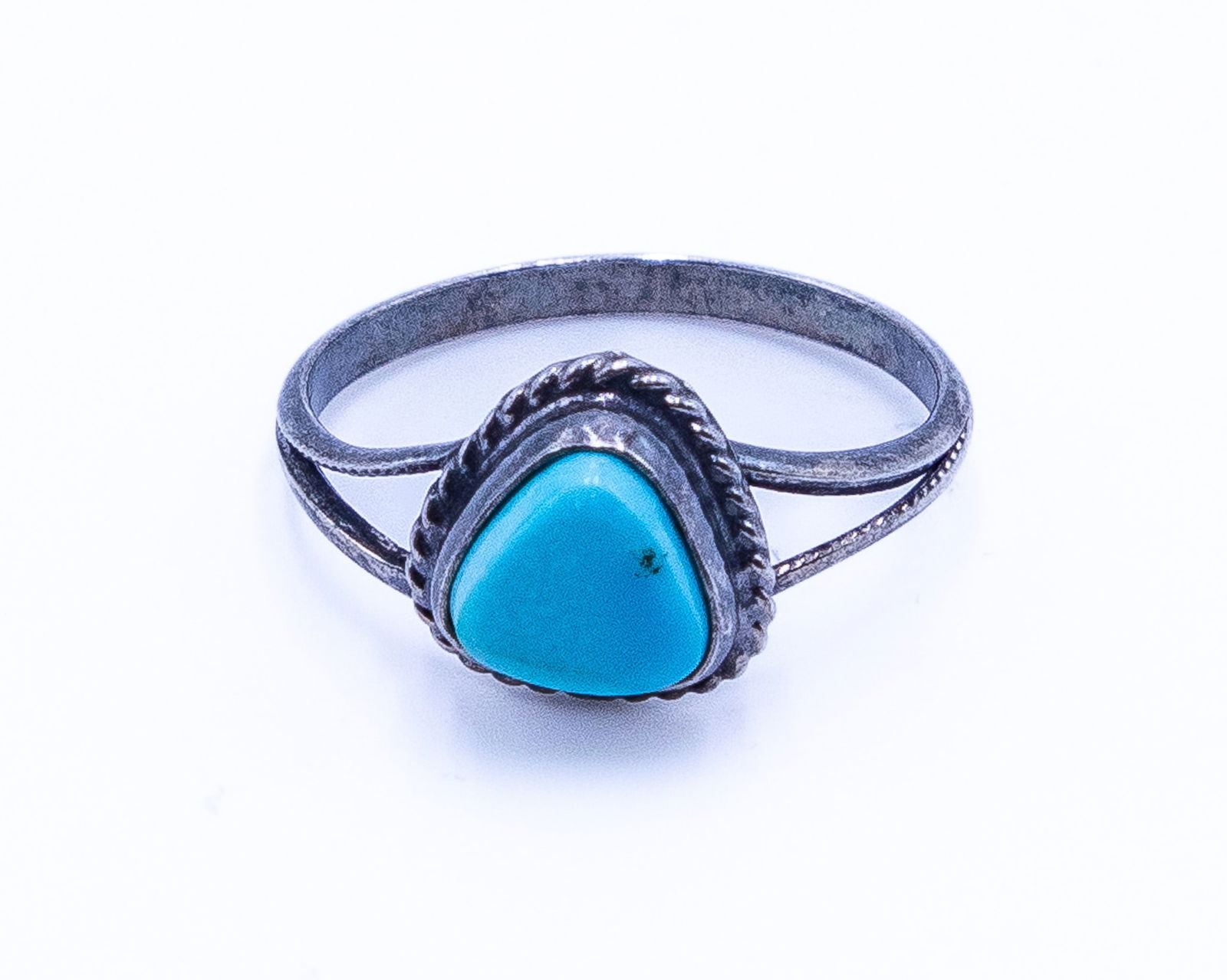Vintage Navajo Turquoise Sterling Ring Sz 7.25 (1 of 5)