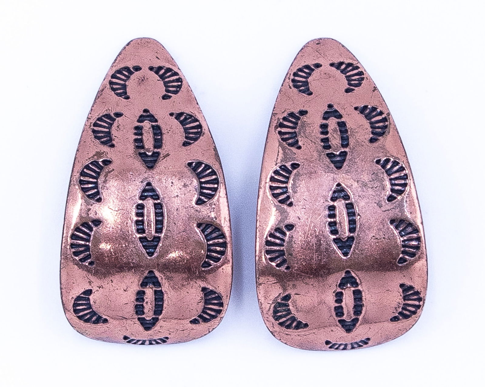Vintage Navajo Copper Hand Stamped Earrings: Vintage Navajo Copper Hand Stamped Earrings 6g