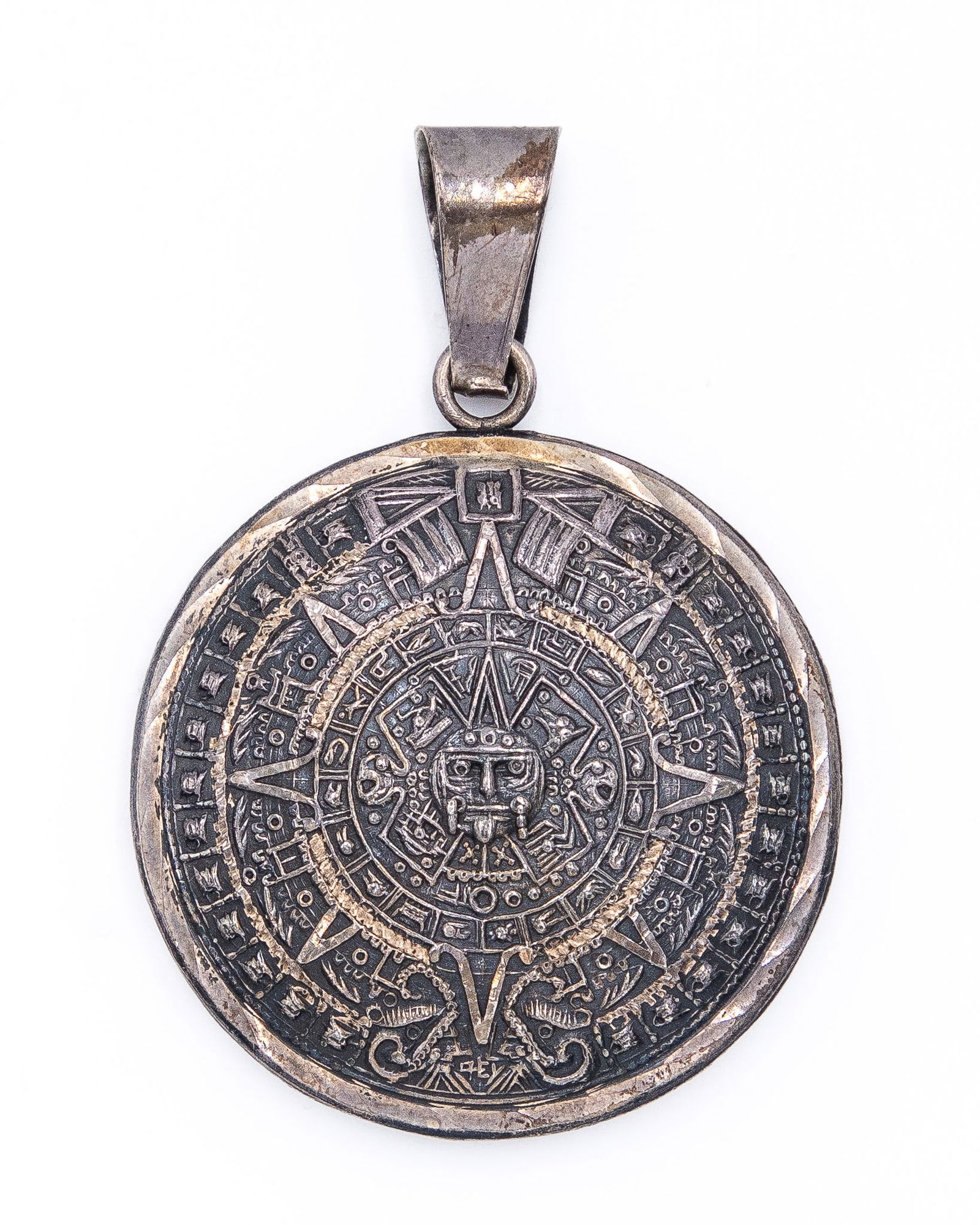 Signed Taxco Mexico Aztec/Mayan Reversible Pendant (1 of 4)