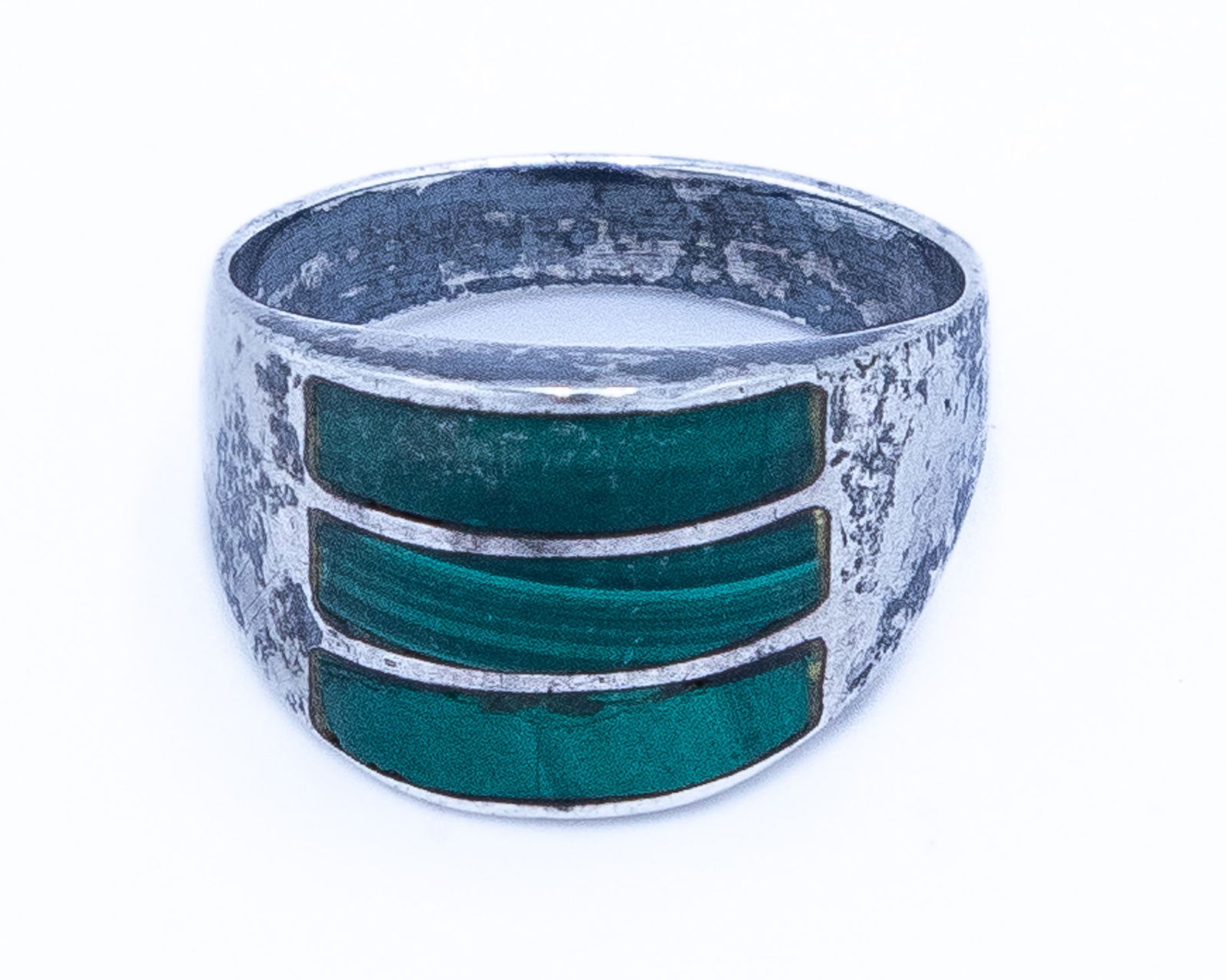 Mexico Malachite Sterling Inlay Ring Sz 6.25 (1 of 7)
