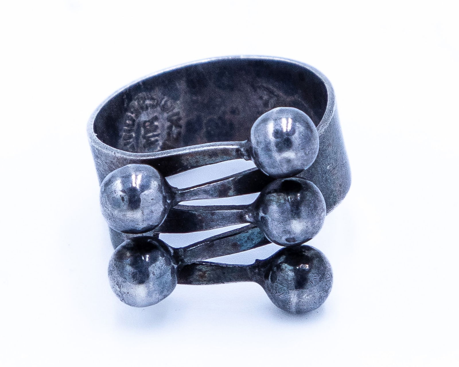 Vintage Mexico Sterling Crown Bubble Ring Sz 7 (1 of 6)