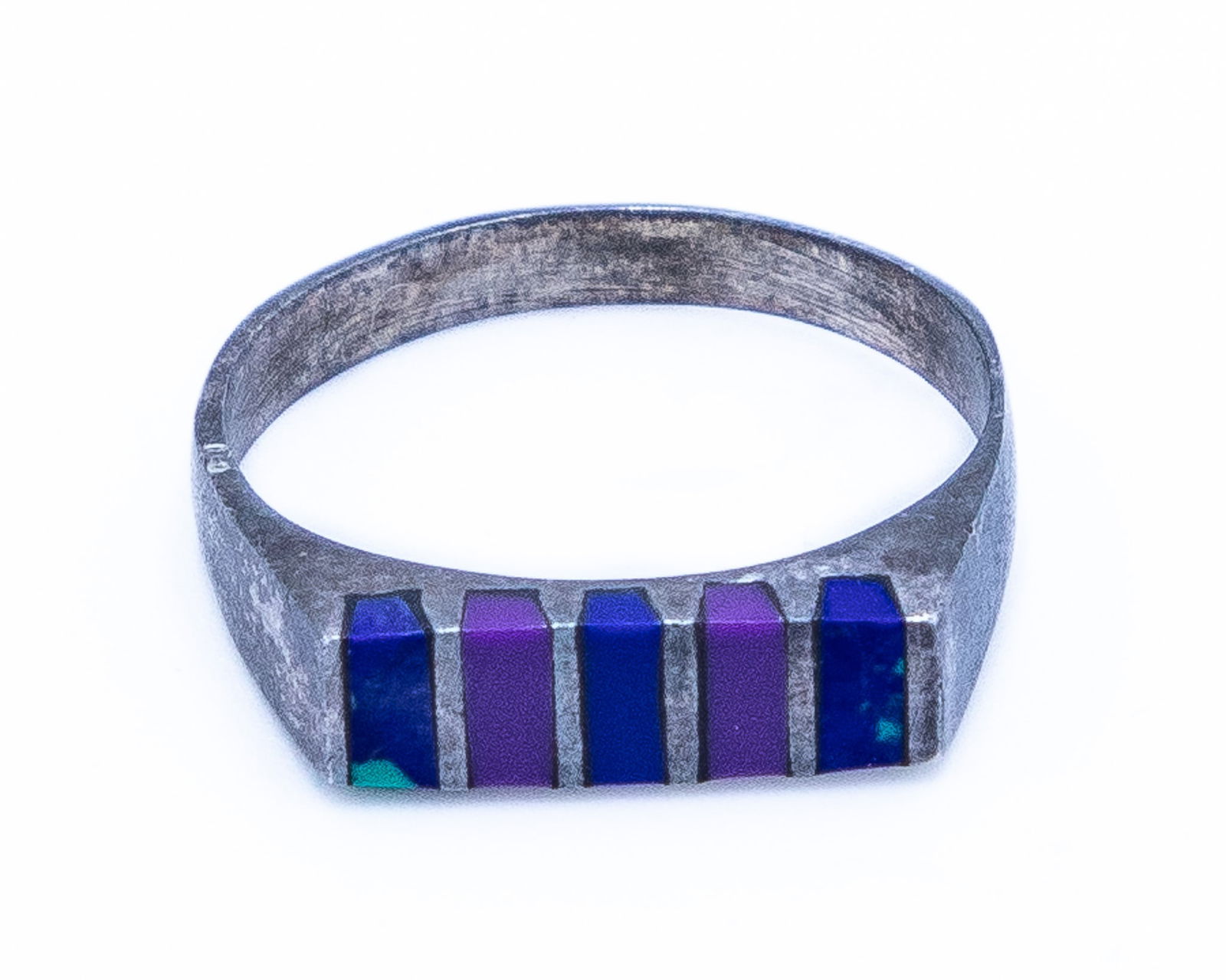 Signed TH-90 Sterling Inlay Ring Sz 7.25 (1 of 8)