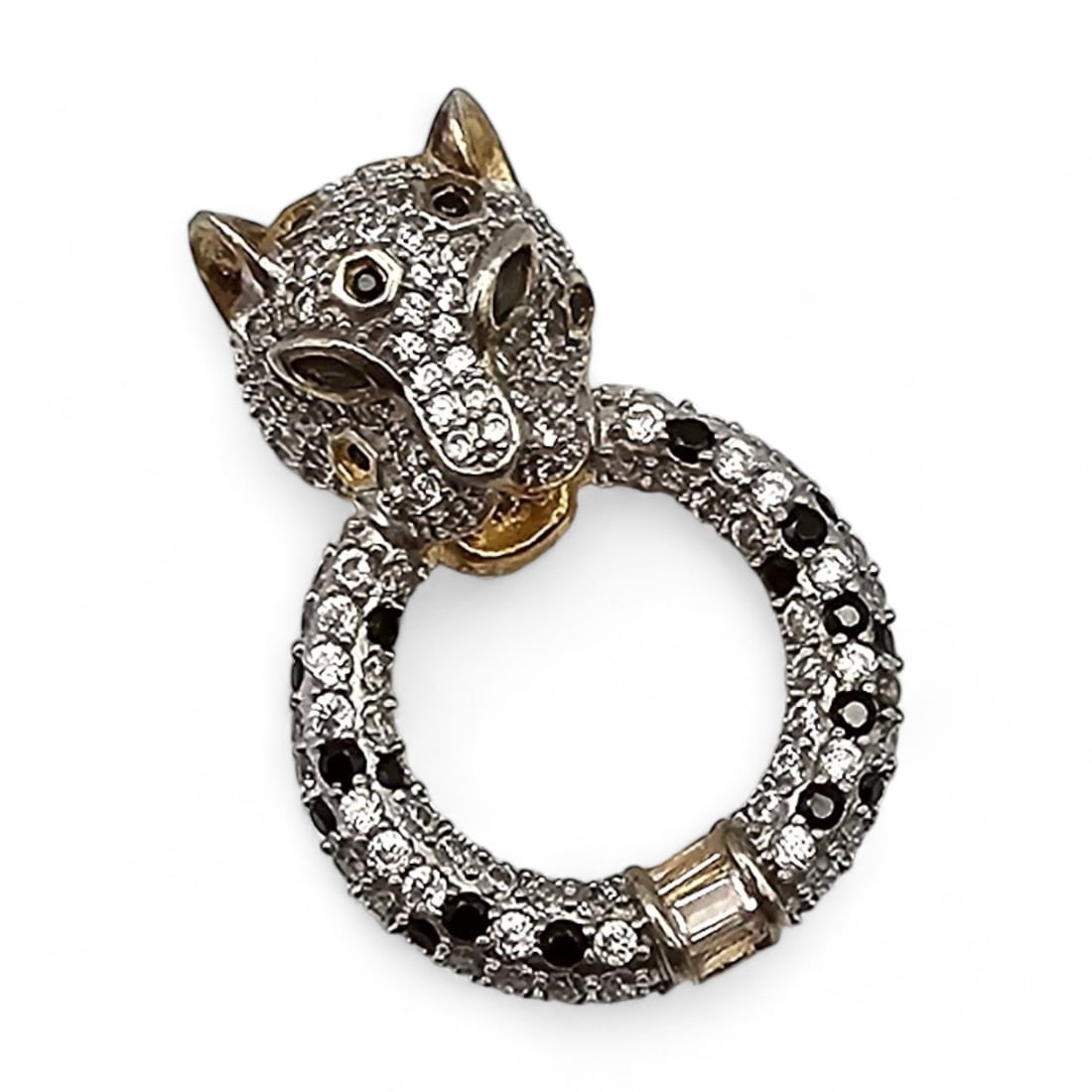 FZN Rhinestone Gold Over Sterling Silver Leopard Pendant 5.7 G (1 of 3)