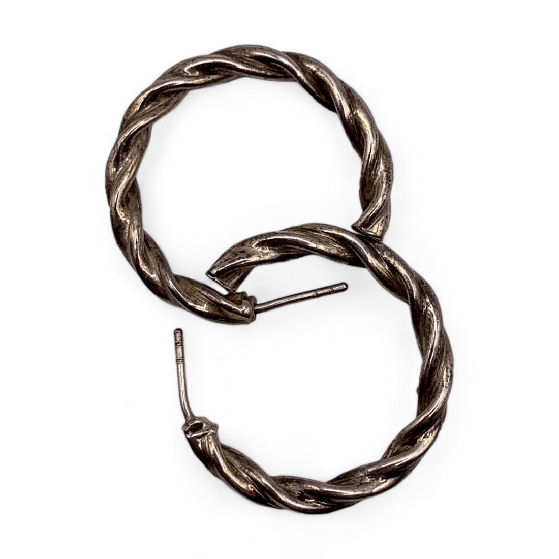 Sterling Silver Twist Stud Hoop Earrings 4.4g: Sterling Silver Twist Stud Hoop Earrings 4.4g