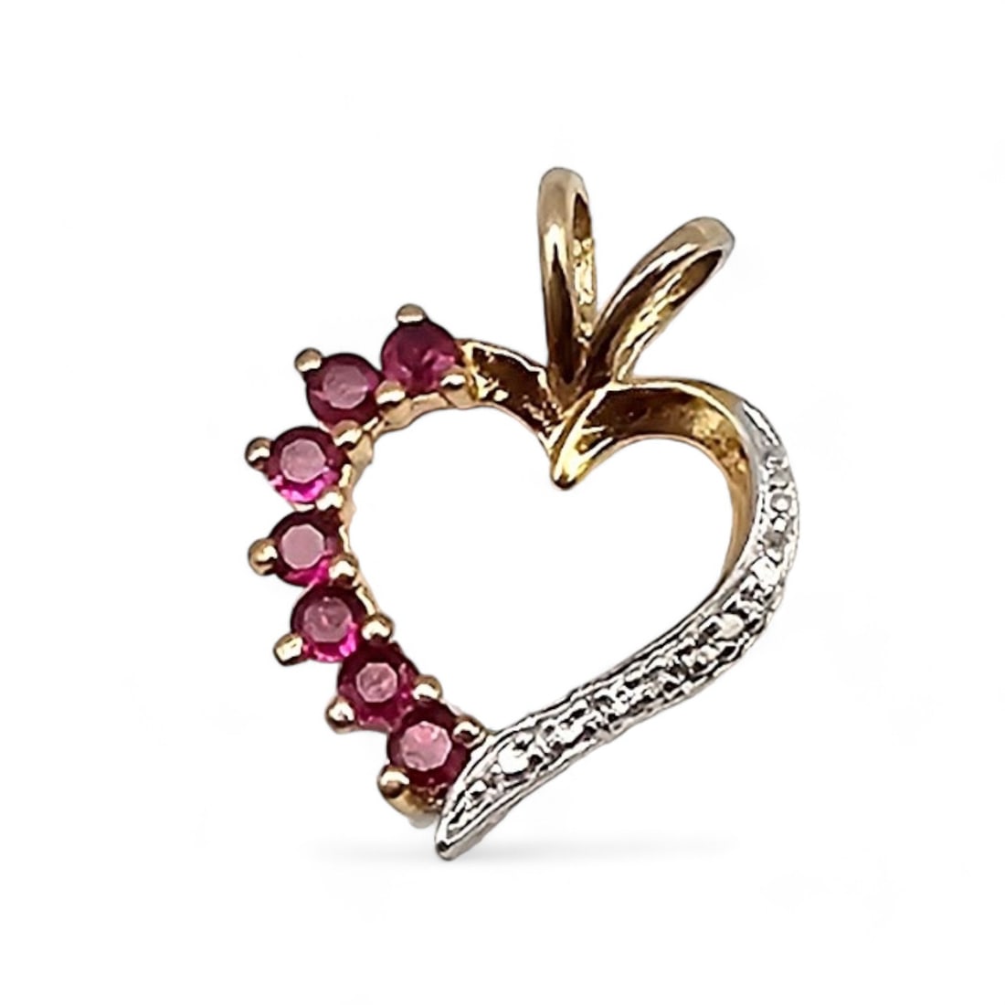 Ross Simons Diamond Ruby Gold Over Sterling Silver Heart Pendant 1.5 G (1 of 3)