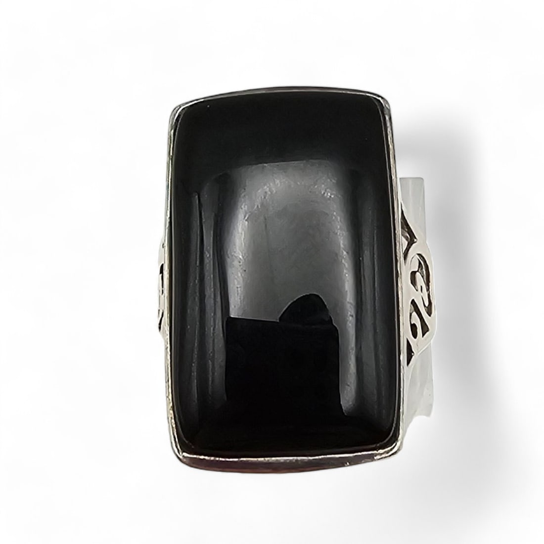 NK Onyx Sterling Silver Ring Size 7.75 8.4 G: NK Onyx Sterling Silver Ring Size 7.75 8.4 G