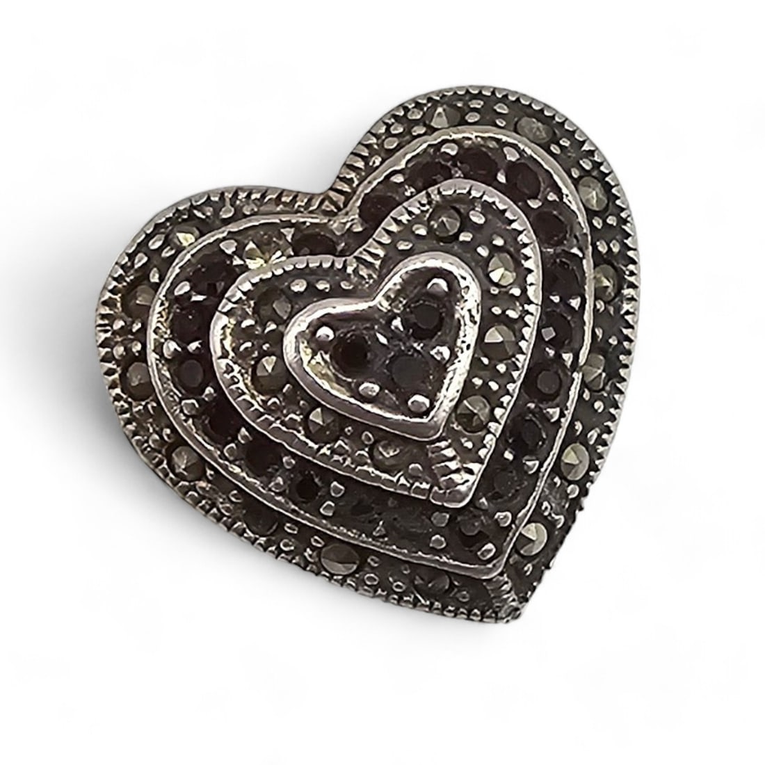 MT Diamond Marcasite Sterling Silver Heart Pendant 4.9 G (1 of 3)