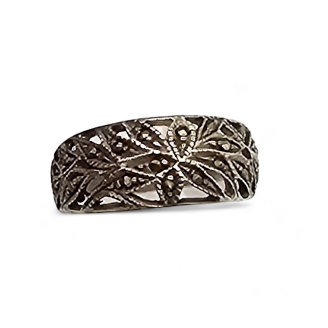 Marcasite Sterling Silver Cocktail Ring Size 7.75 3.5 G (1 of 5)