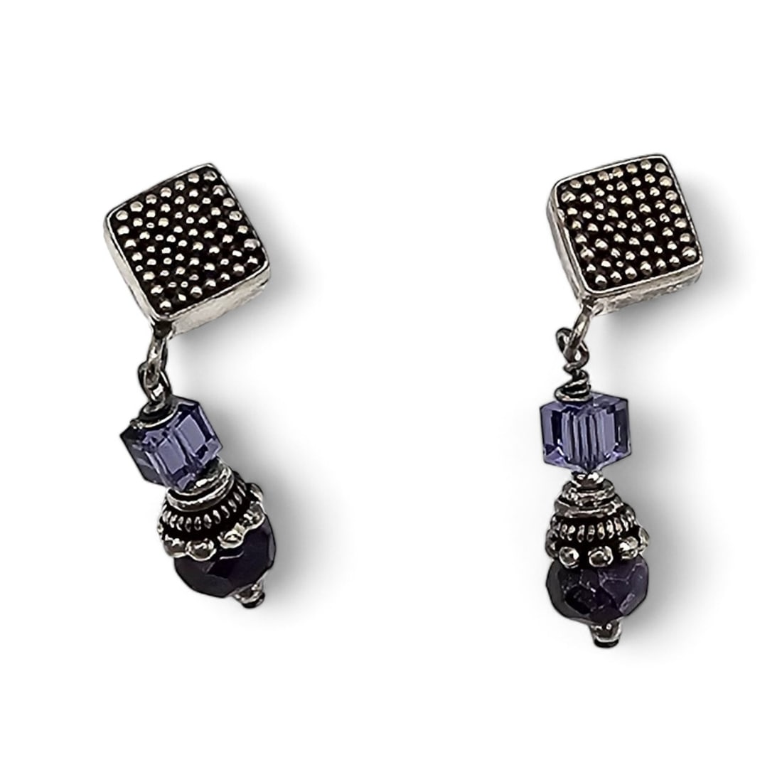 Bead Sterling Silver Drop Dangle Earrings 4.8 G (1 of 3)