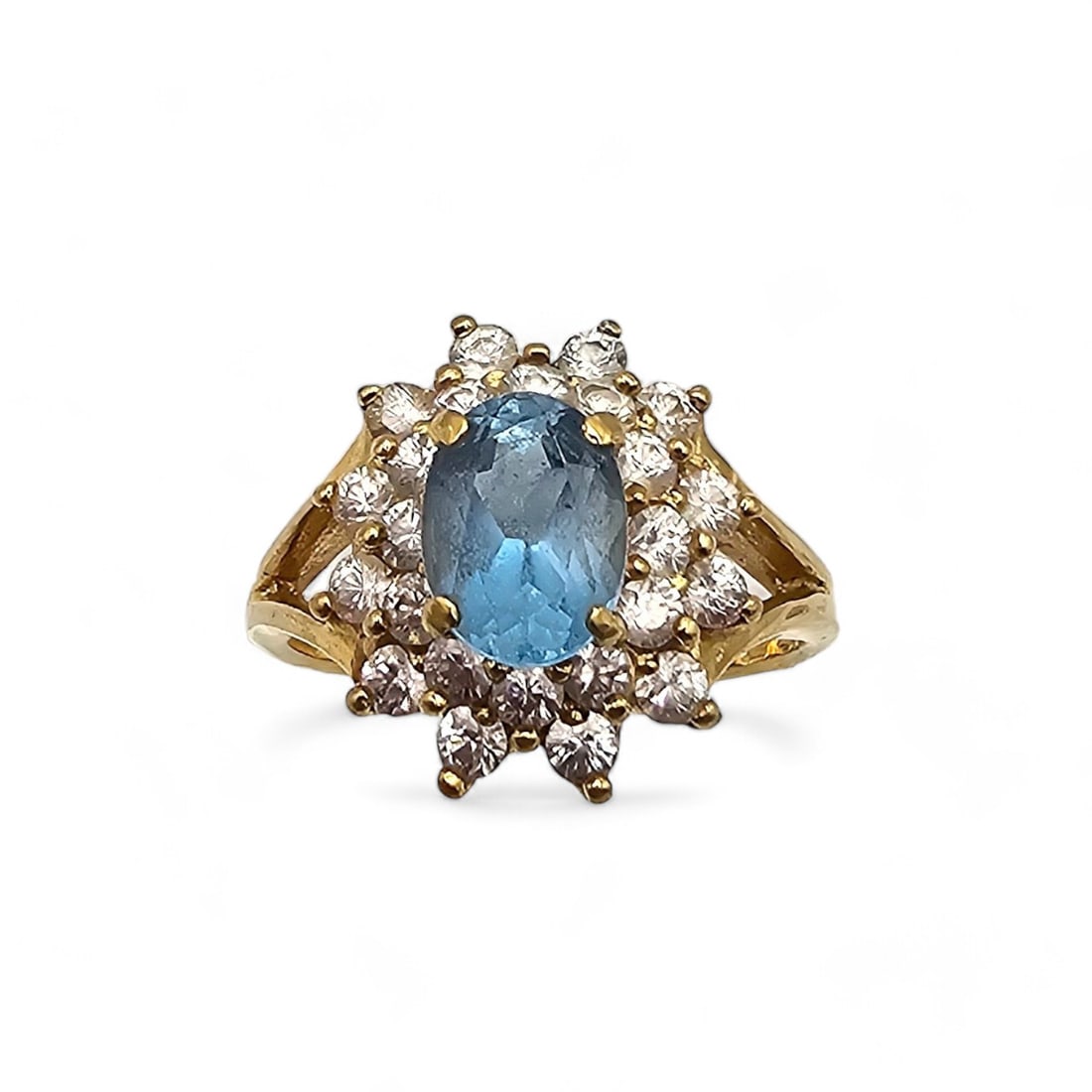 Topaz Gold Over Sterling Silver Cocktail Ring Size 7.5 4.8 G Approximately 1 TCW: Topaz Gold Over Sterling Silver Cocktail Ring Size 7.5 4.8 G Approximately 1 TCW