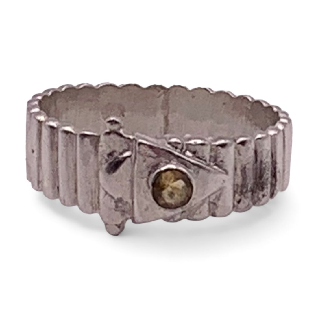 Sterling Canary Yellow Rhinestone Ring Sz. 7.5, 2.5g (1 of 3)