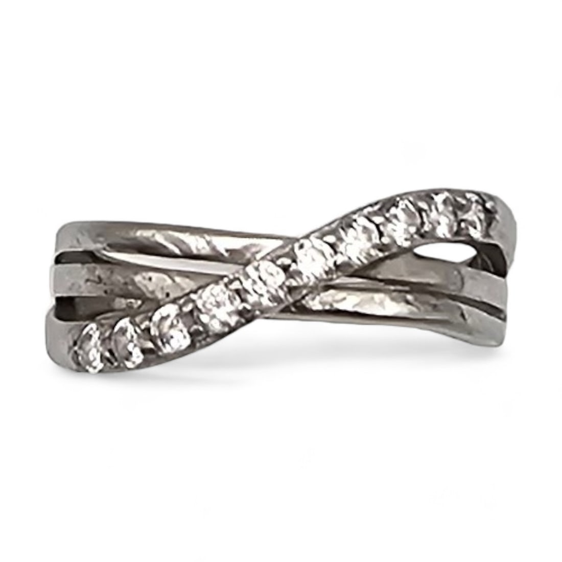 Rhinestone Sterling Silver Cocktail Ring Size 6.75 2.3 G: Rhinestone Sterling Silver Cocktail Ring Size 6.75 2.3 G