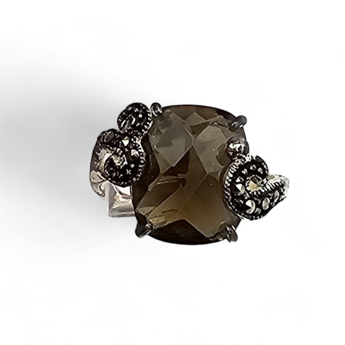 Marcasite Rhinestone Sterling Silver Cocktail Ring Size 4.75 3.7 G: Marcasite Rhinestone Sterling Silver Cocktail Ring Size 4.75 3.7 G
