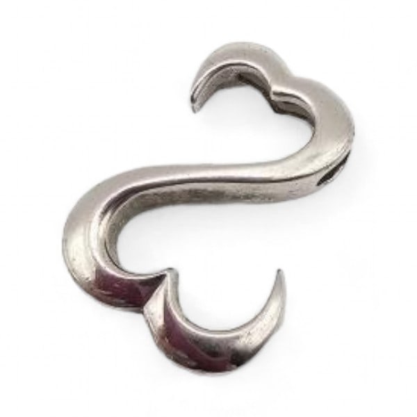 "C" Open Hearts Sterling Silver Pendant 4.4 G: "C" Sterling Silver Open Hearts Pendant 4.4 G