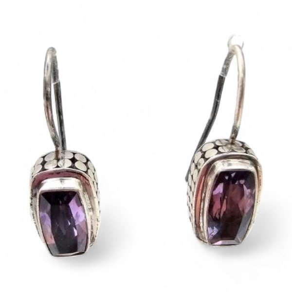 Lori Brown Amethyst Sterling Silver Drop Dangle Earrings 11.3 G (1 of 3)