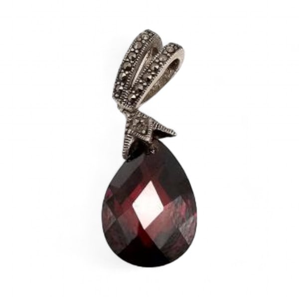 Marcasite Rhinestone Sterling Silver Drop Pendant 5.7 G: Marcasite Rhinestone Sterling Silver Drop Pendant 5.7 G