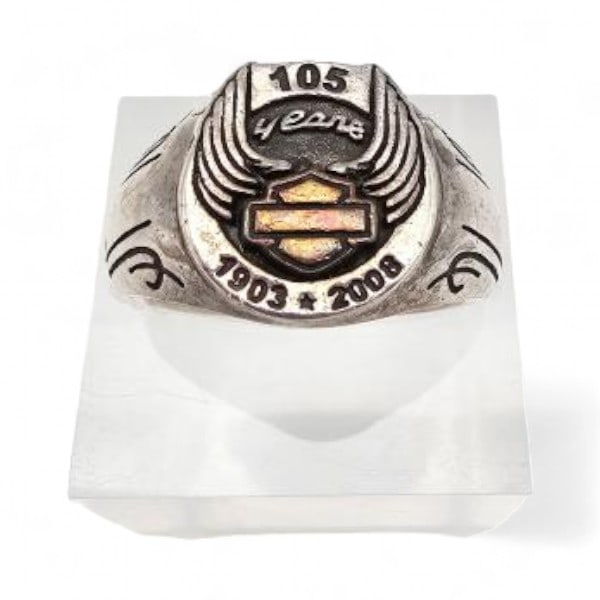 Harley Davidson Motorcycle Sterling Silver Ring Sz. 6 6.8 G 105 Years Anniversary (1 of 4)