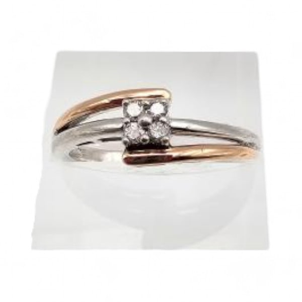 Signed Diamond 10K Gold Sterling Silver Cocktail Ring Sz. 6.25 2.6 G (1 of 4)