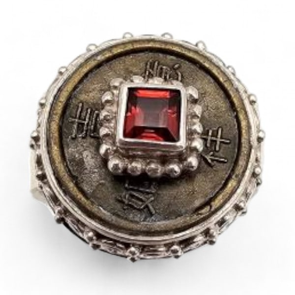Sajen Garnet Sterling Silver Cocktail Ring Adjustable 8.3 G (1 of 4)