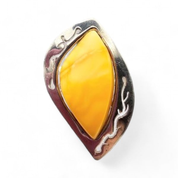 Butterscotch Amber Sterling Silver Open Band Ring Adjustable 7.9 G (1 of 4)