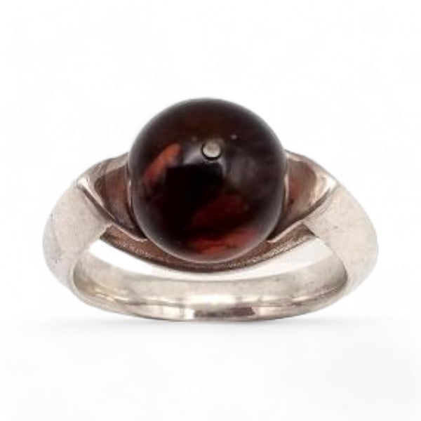 "V8 Valerio" Dark Amber Sterling Silver Ring Sz. 8.5 7 G (1 of 4)