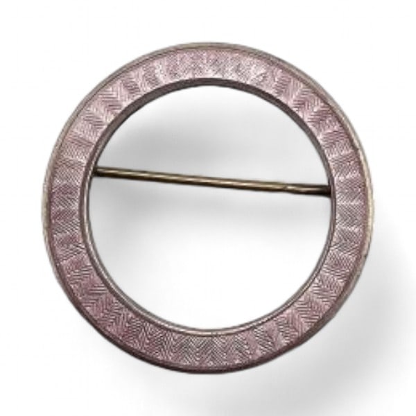 Norway H Guilloche Enamel Sterling Silver Lilac Circle Brooch 4 G (1 of 3)