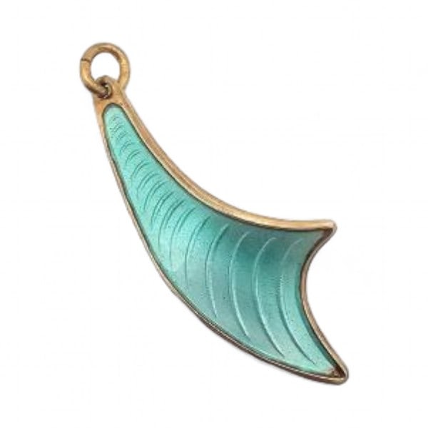 Norway Albert Scharning Guilloche Enamel Sterling Silver Seafoam Green Pendant 1.1 G: Norway Albert Scharning Guilloche Enamel Sterling Silver Seafoam Green Pendant 1.1 G