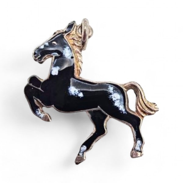 Denmark VB Volmer Bahners Guilloche Enamel Sterling Silver Horse Pendant 1.6 g (1 of 3)