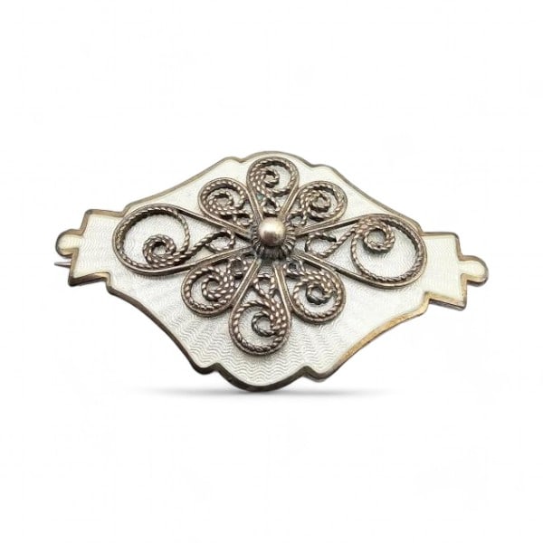 Norway H Ivar T Holth Guilloche Enamel Sterling Silver Brooch 6.9 G: Norway H Ivar T Holth Guilloche Enamel Sterling Silver Brooch 6.9 G