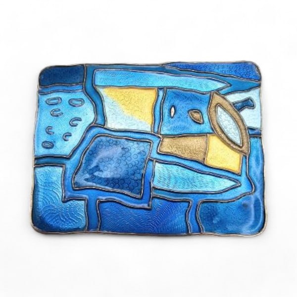 Norway David Andersen Guilloche Enamel Sterling Silver Mid Century Brooch 15.8 G (1 of 3)