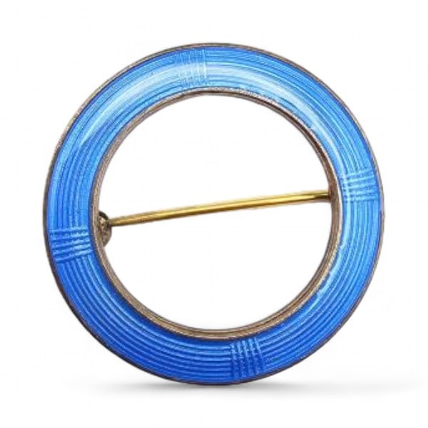 Norway Aksel Holmsen Guilloche Enamel Sterling Silver Circle Brooch 4.5 G (1 of 3)