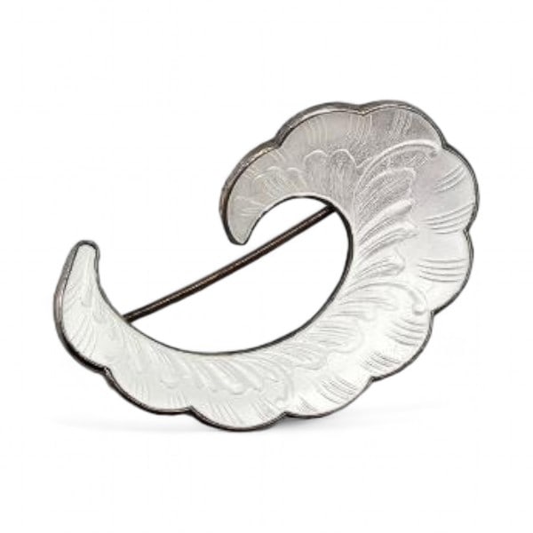 Norway H Ivar T Holth Guilloche Enamel Sterling Silver White Swirl Brooch 6.7 G: Norway H Ivar T Holth Guilloche Enamel Sterling Silver White Swirl Brooch 6.7 G