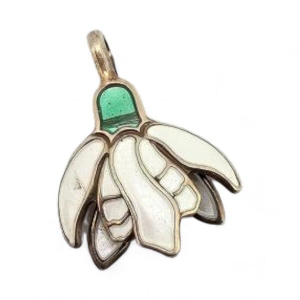 Norway David Andersen Guilloche Enamel Sterling Silver Flower Pendant 2.2 G (1 of 3)