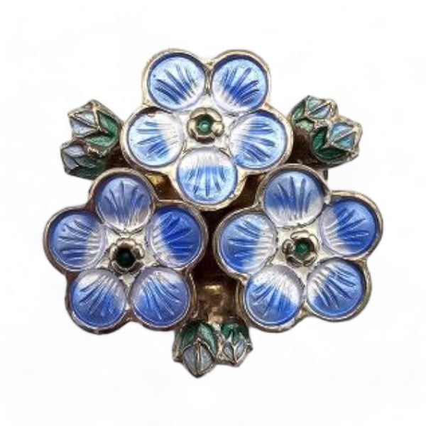 Norway DA David Andersen Guilloche Enamel Sterling Silver Blue Flower Brooch 5.7 G (1 of 3)